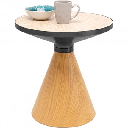 Bijzettafel Cono Travertino Ø50cm eik Kare Design
