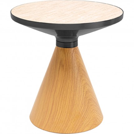 Table d'appoint Cono Travertino 50cm chêne Kare Design