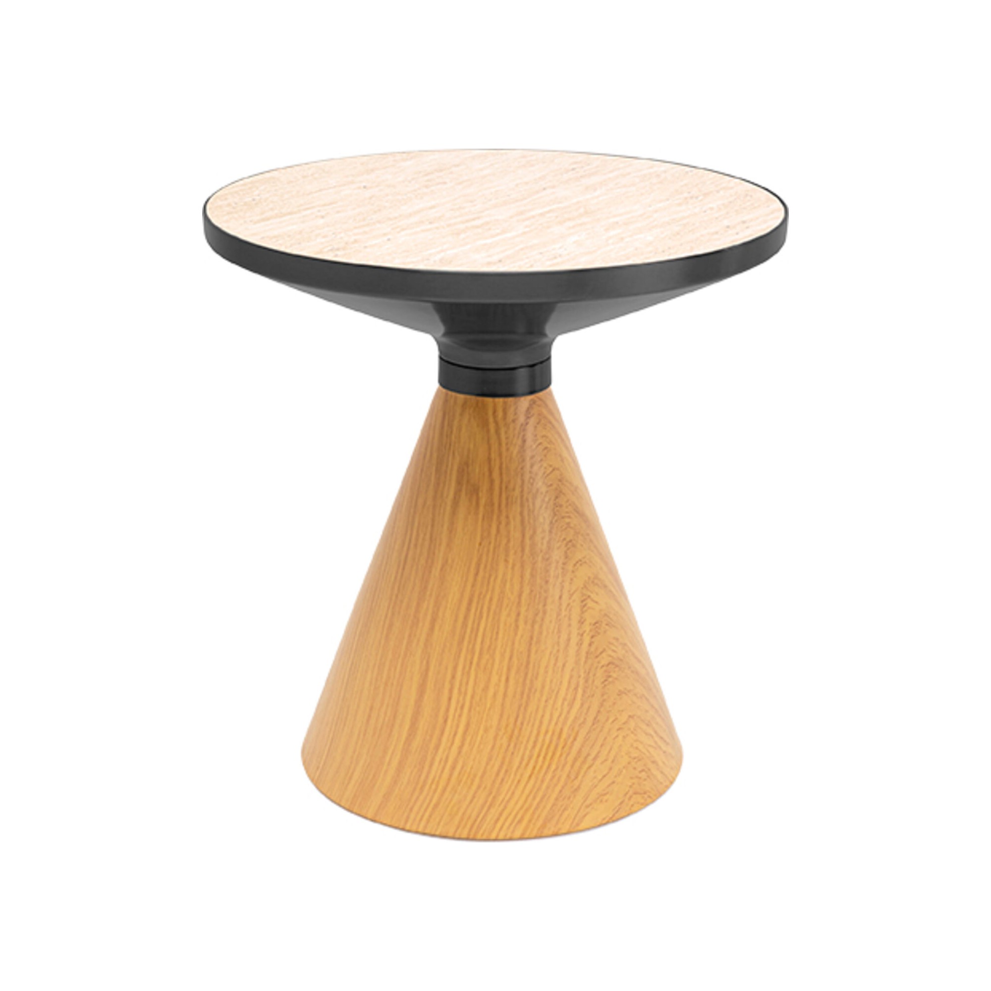 Bijzettafel Cono Travertino Ø50cm eik Kare Design