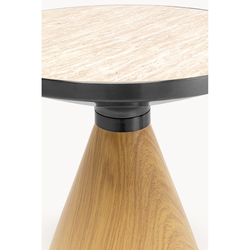 Bijzettafel Cono Travertino Ø50cm eik Kare Design