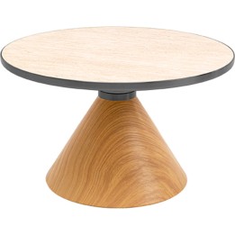 Table basse ronde en grès beige et chêne - Cono - Kare Design
