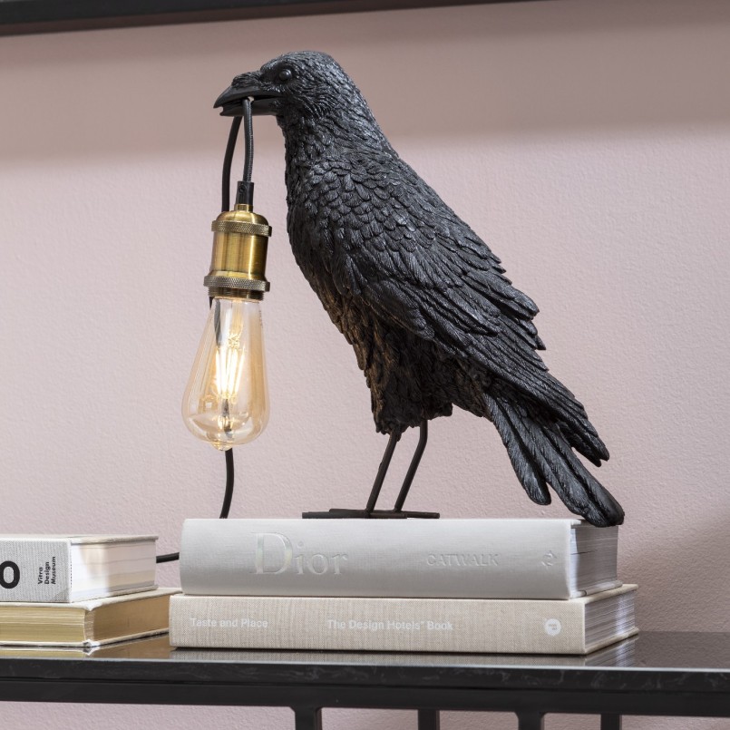 Lampe de table oiseau noir - Corbeau - Kare Design