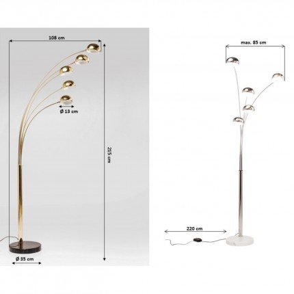 Floor Lamp Five Fingers 215cm Brass Kare Design