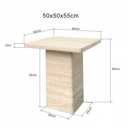 Table d'appoint Travertino 50x50cm Kare Design