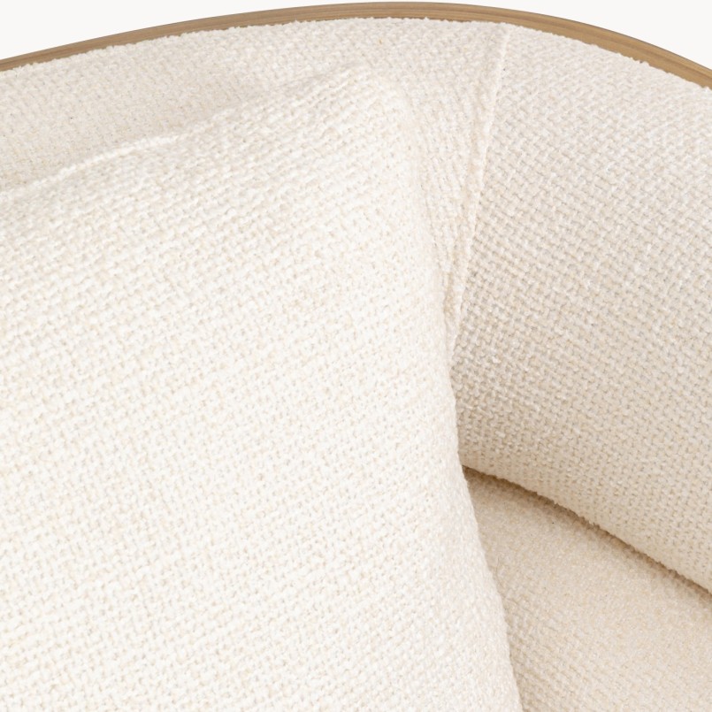 Fauteuil pivotant noyer et polyester beige - Marc - Kare Design