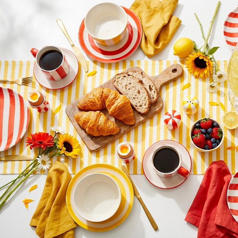 Bols rayés jaunes et blancs - Cocina - Kare Design