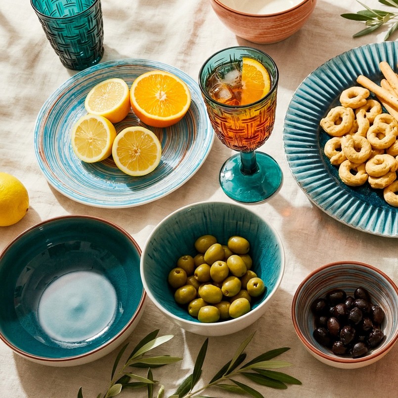 Assiette en céramique bleue -Swirl- Kare Design