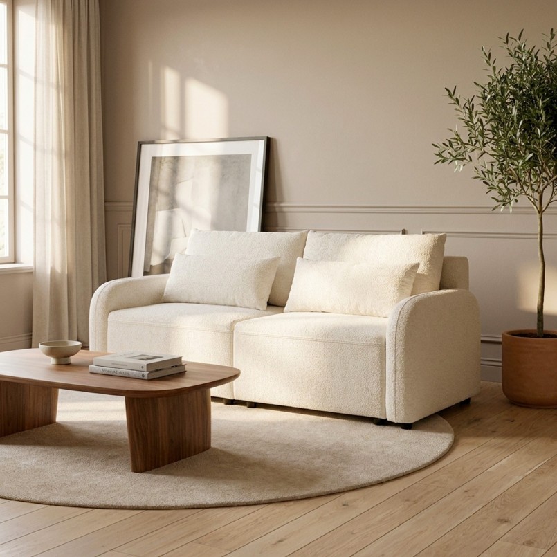Tapis rond en polyester crème - Boucara - Kare Design