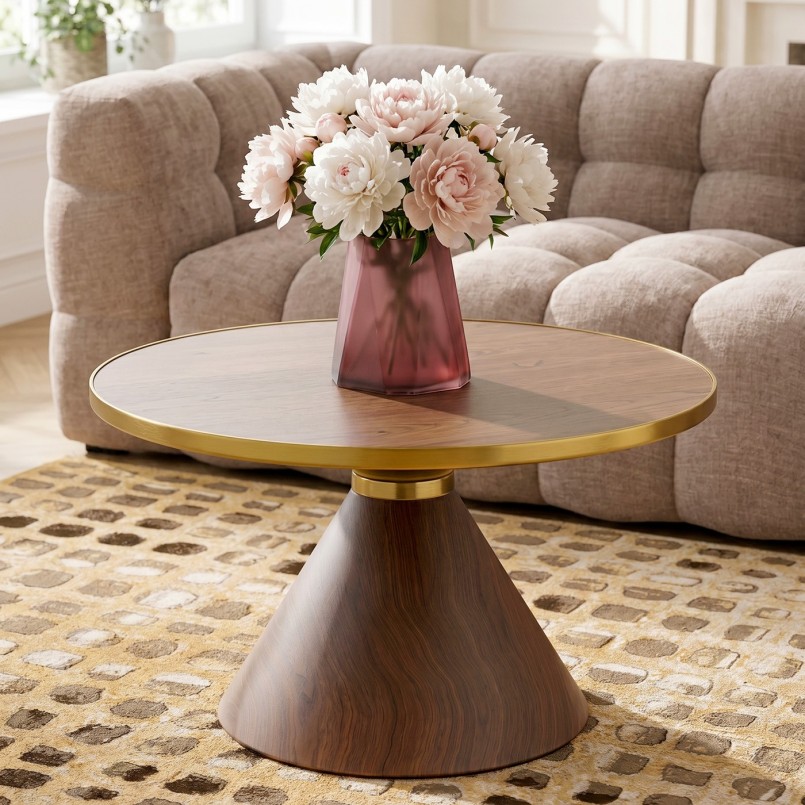 Table basse ronde en noyer - Cono - Kare Design