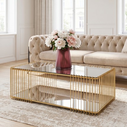 Table basse Wire Double 120x60cm laiton Kare Design