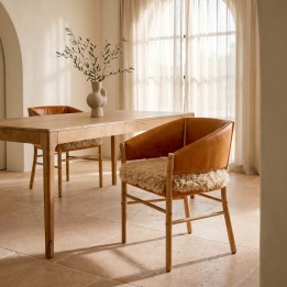 Chaise avec accoudoirs en cuir - Halva - Kare Design