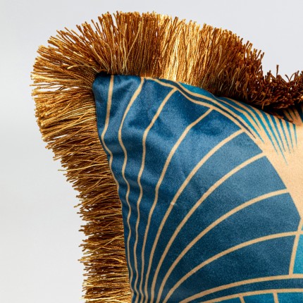 Kussen franje  retro blauw Kare Design