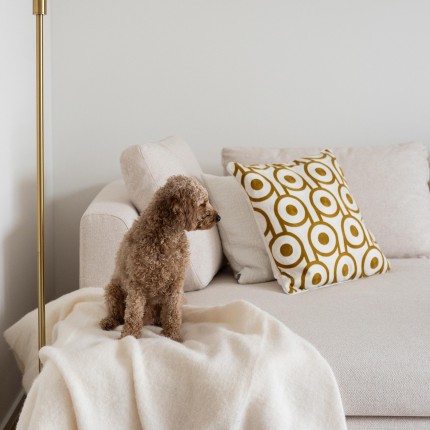 Coussin Catena Circle jaune et blanc Kare Design