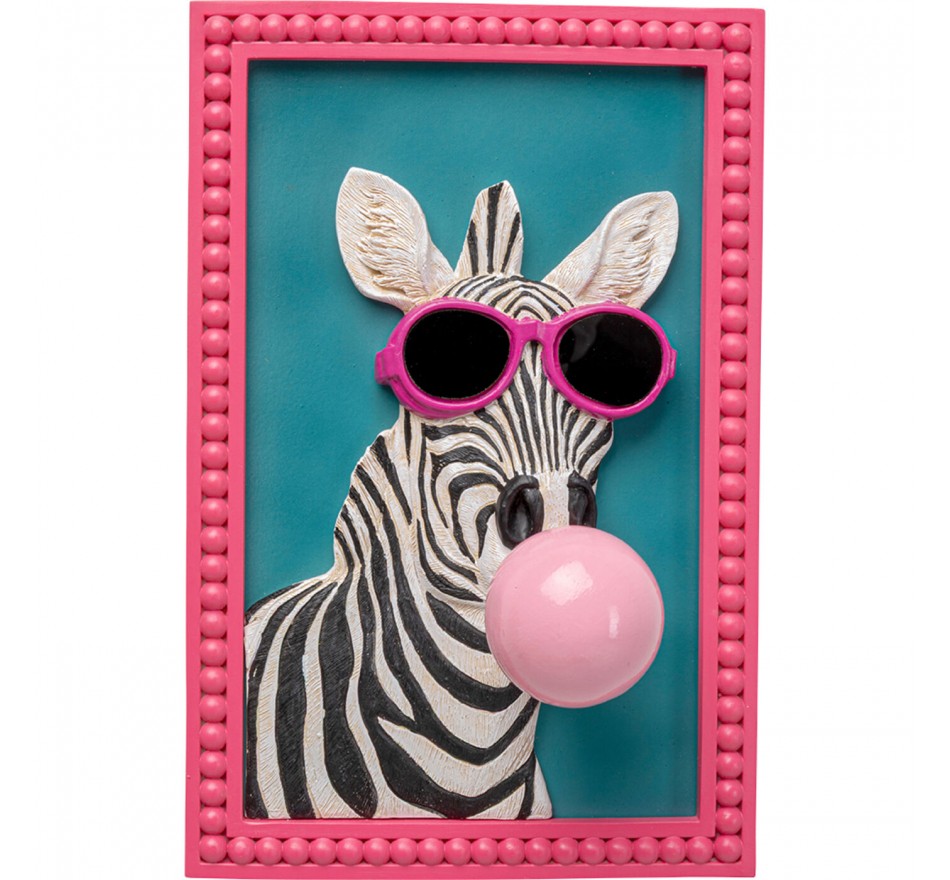 Framed Picture 3D zebra bubble gum 20x31cm Kare Design