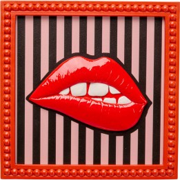 Schilderij rood lippen lijnen 25x25cm Kare Design
