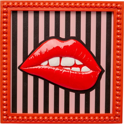 Schilderij rood lippen lijnen 25x25cm Kare Design