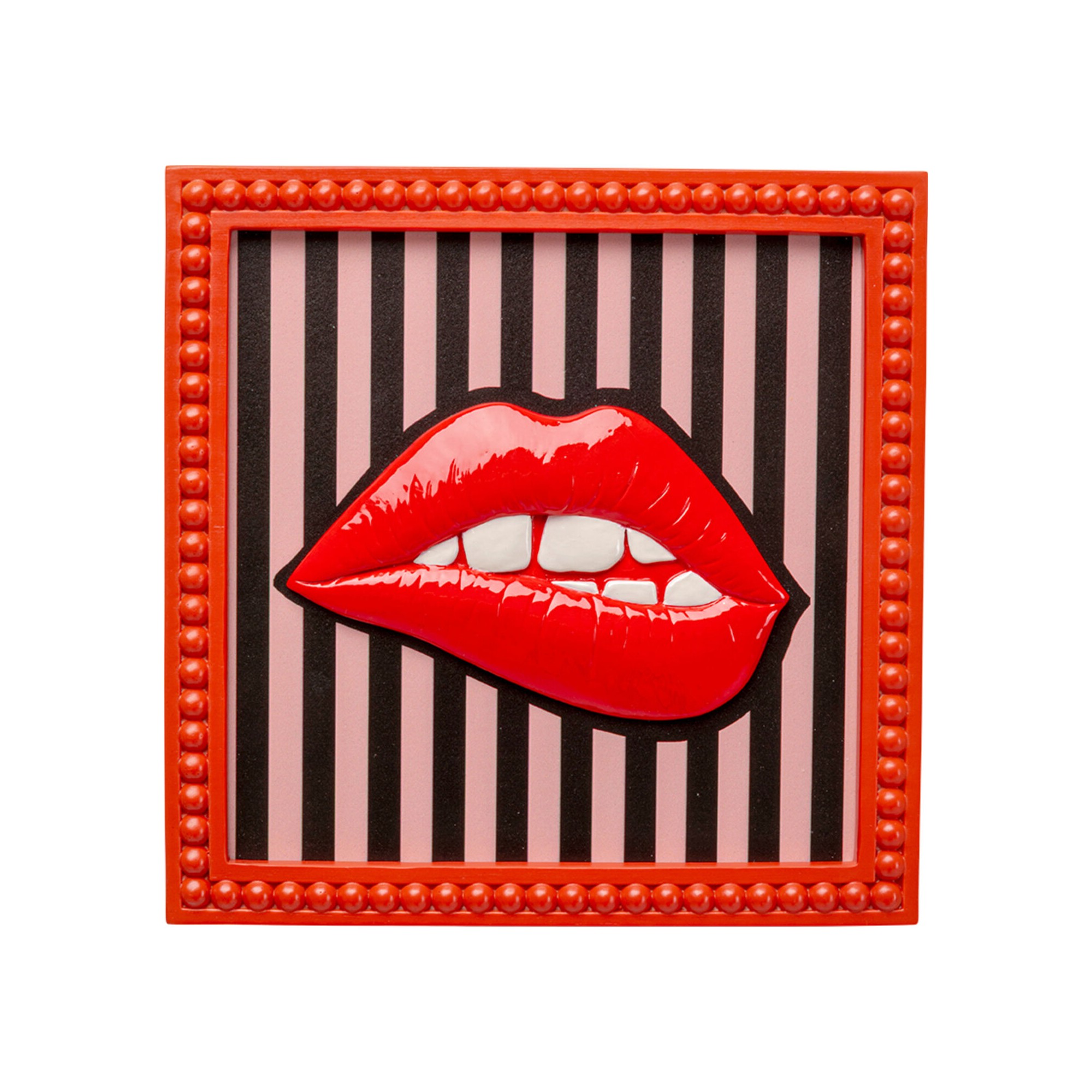 Tableau lèvres rouges lignes 25x25cm Kare Design