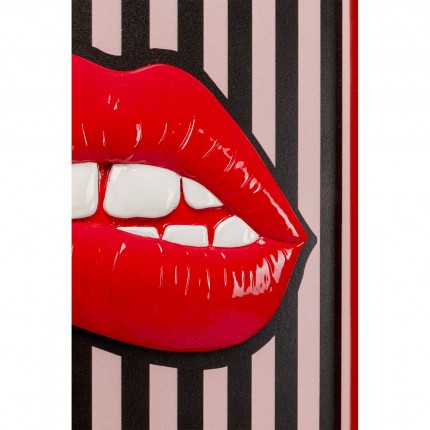 Schilderij rood lippen lijnen 25x25cm Kare Design