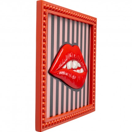 Schilderij rood lippen lijnen 25x25cm Kare Design