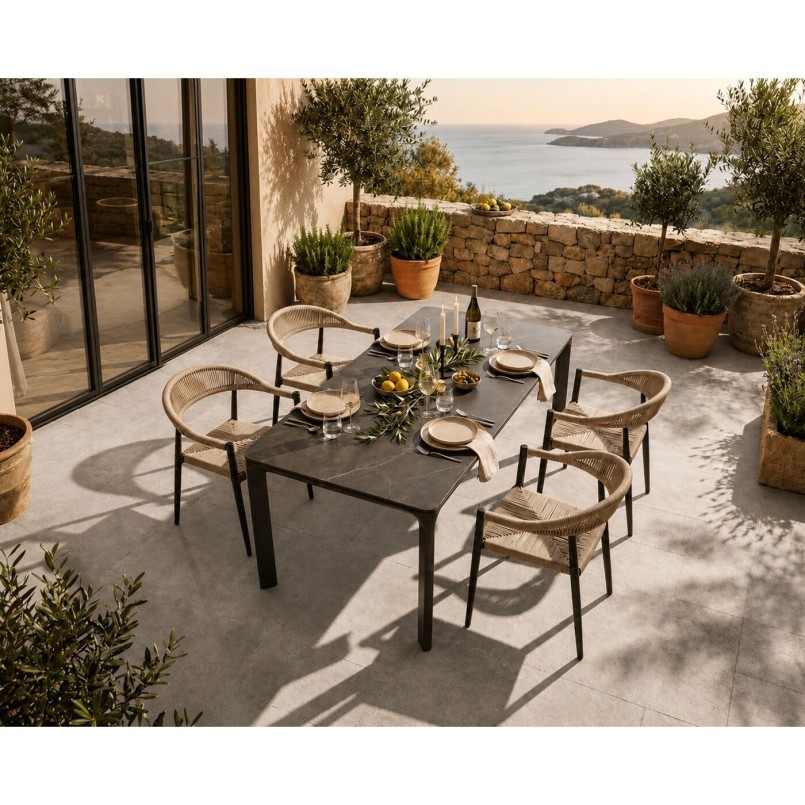 Table de jardin rectangle noire - Bari - Kare Design