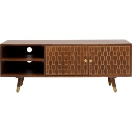 Retro TV cabinet in wood and brass - Muskat - Kare Design