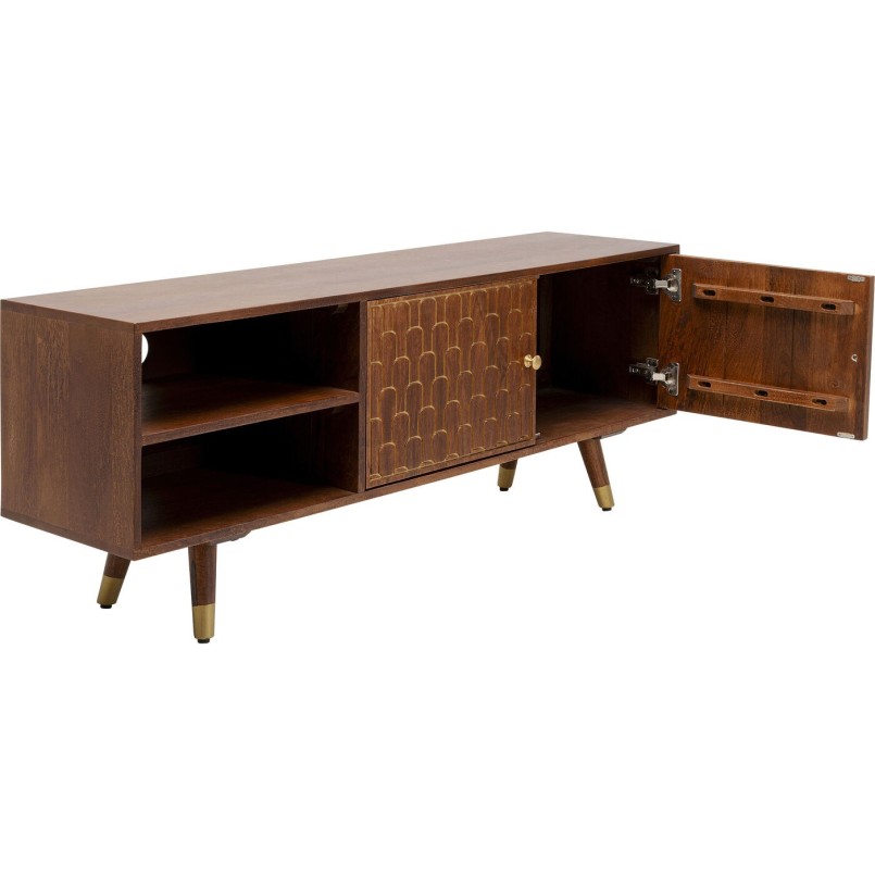 Retro TV cabinet in wood and brass - Muskat - Kare Design