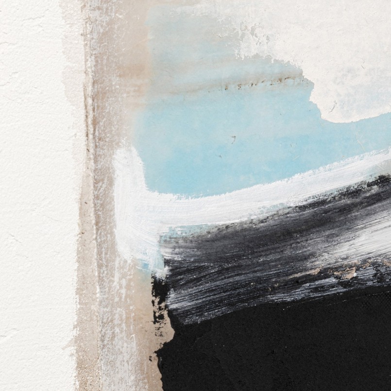 Tableau abstrait beige, bleu et noir - Lontano - Kare Design