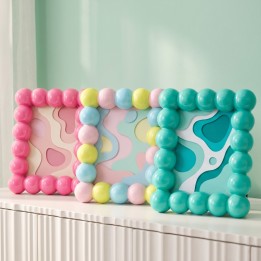 Cadre photo turquoise grosses perles en relief - Kare Design