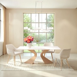 Table en grès blanc et acier beige - Gloria - Kare Design