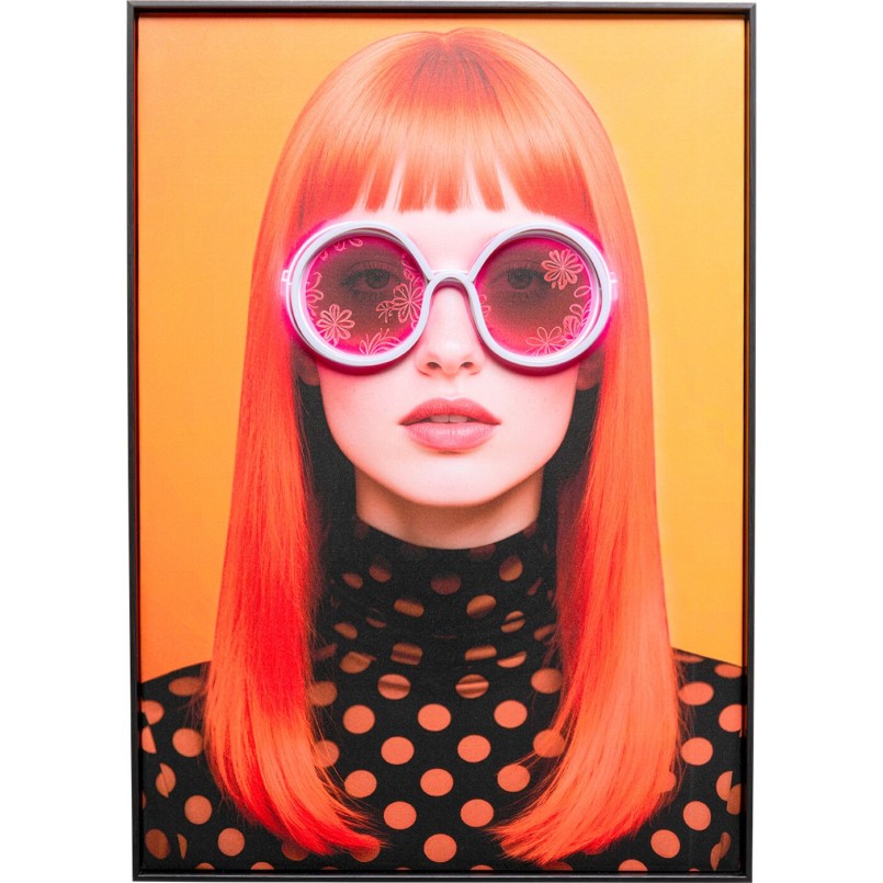 Framed Picture LED sunglasses flowers 50x70cm Kare Design