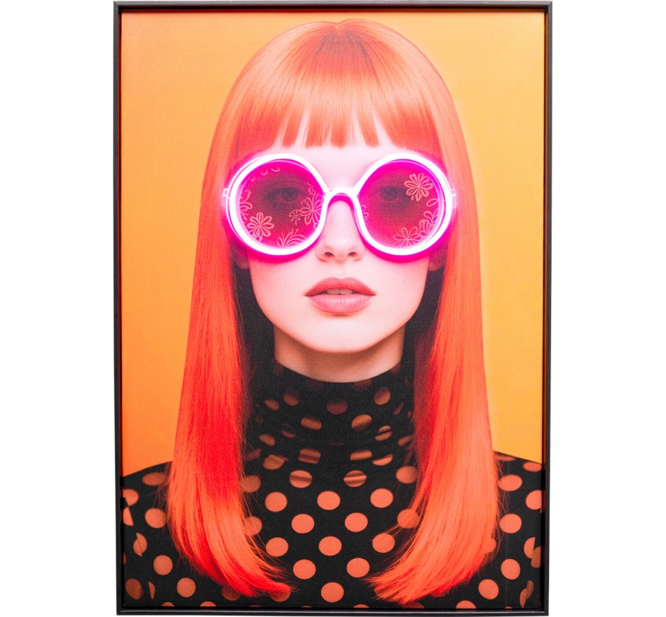 Tableau LED lunettes de soleil fleurs 50x70cm Kare Design