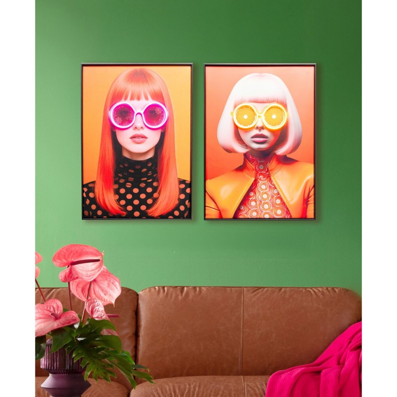 Framed Picture LED sunglasses flowers 50x70cm Kare Design