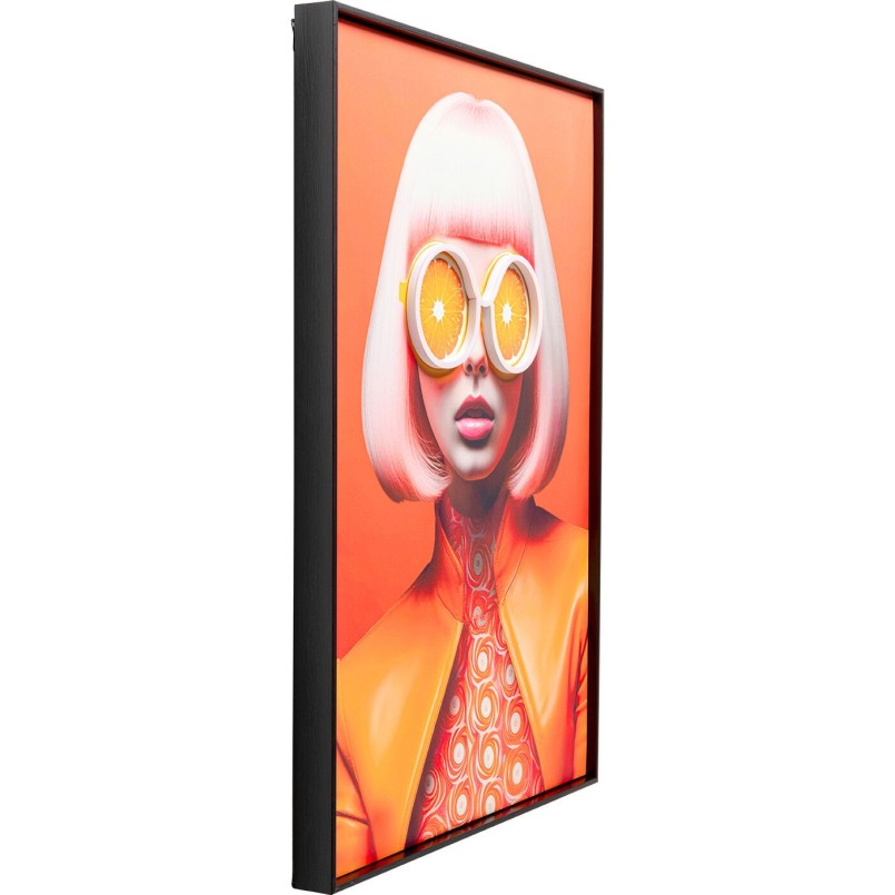 Tableau femme aux lunettes de soleil en forme d'oranges - Kare Design