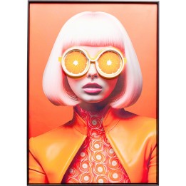 Tableau femme aux lunettes de soleil en forme d'oranges - Kare Design