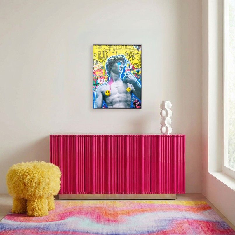 Tableau LED statue antique sur un fond street art - Kare Design