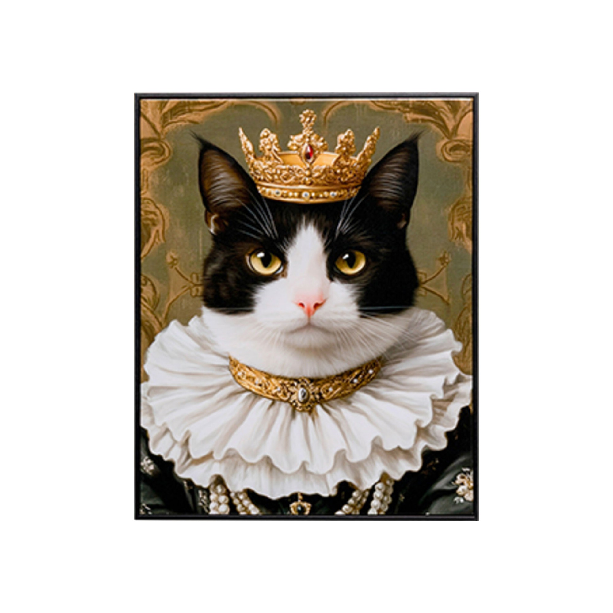 Schilderij prinses kat zwart 40x50cm Kare Design