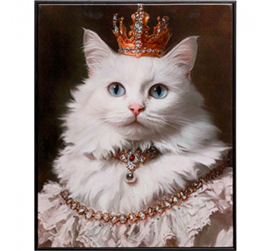 Canvas Picture princess cat white 40x50cm Kare Design