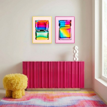 Framed Picture rainbow bottle 50x70cm pink Kare Design