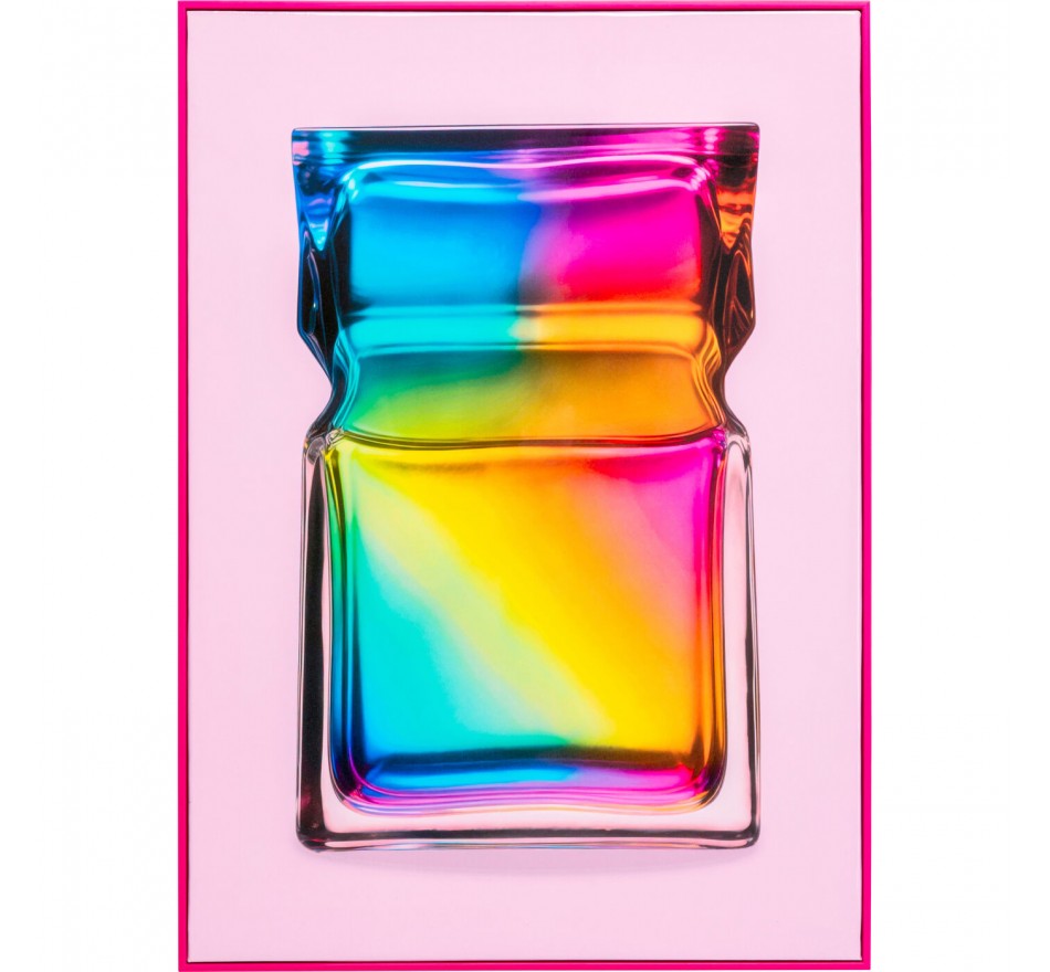 Framed Picture rainbow bottle 50x70cm pink Kare Design