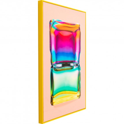 Framed Picture rainbow bottle 50x70cm yellow Kare Design