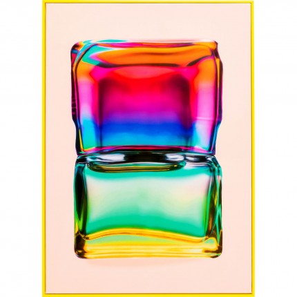 Framed Picture rainbow bottle 50x70cm yellow Kare Design