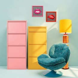Framed Picture pink lips checkerboard 27x27cm Kare Design