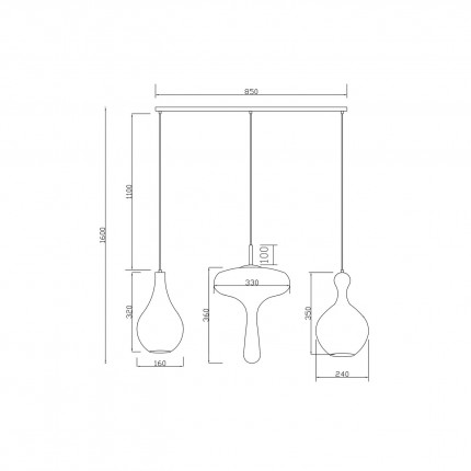 Hanglamp Goccia 100cm Kare Design