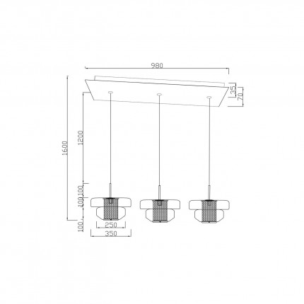 Suspension Arcadia 125cm bleue Kare Design