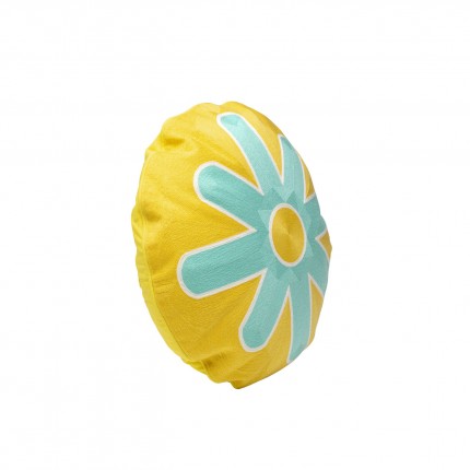 Cushion Icon sun yellow and turquoise Kare Design