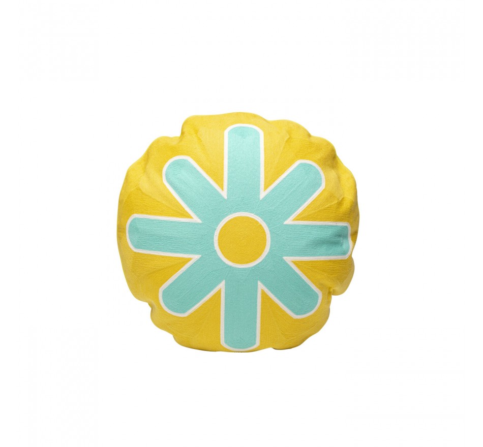 Cushion Icon sun yellow and turquoise Kare Design