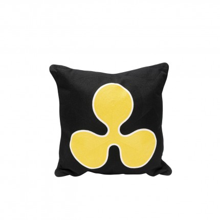 Coussin Icon fleur noir et jaune Kare Design