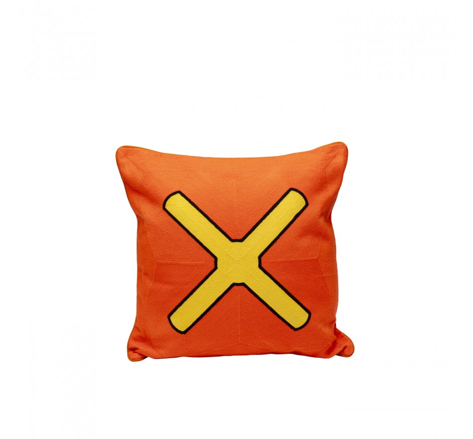 Coussin Icon croix orange et jaune Kare Design