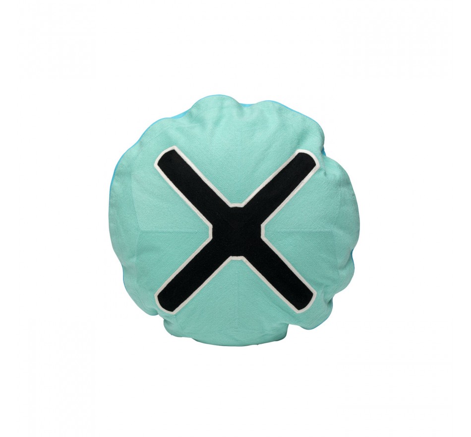 Kussen Icon kruis turkoois en zwart Kare Design