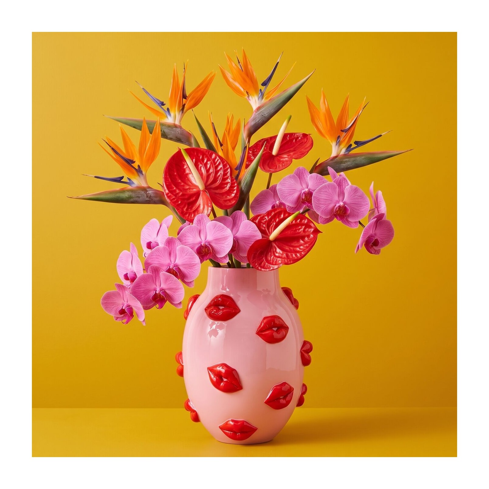 Vase pink mouths red 31cm Kare Design